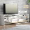MOBILE TV CON MENSOLA A MURO, RIPIANI APERTI E ARMADIETTO IN LEGNO BIANCO E LEGNO NATURALE