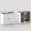 MOBILE SOTTO LAVABO BAGNO IN LEGNO CON RIPIANO INTERNO REGOLABILE 60X30X60 CM BIANCO E COLOR NOCE