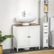 MOBILE SOTTO LAVABO BAGNO IN LEGNO CON RIPIANO INTERNO REGOLABILE 60X30X60 CM BIANCO E COLOR NOCE