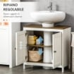 MOBILE SOTTO LAVABO BAGNO IN LEGNO CON RIPIANO INTERNO REGOLABILE 60X30X60 CM BIANCO E COLOR NOCE