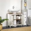 MOBILE SOTTO LAVABO BAGNO IN LEGNO CON RIPIANO INTERNO REGOLABILE 60X30X60 CM BIANCO E COLOR NOCE