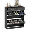 MOBILE SCARPIERA DA 12 PAIA CON 2 RIPIANI INTERNI REGOLABILI E 2 CASSETTI IN LEGNO 80X30X91.5 CM NERO