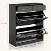MOBILE SCARPIERA DA 12 PAIA CON 2 RIPIANI INTERNI REGOLABILI E 2 CASSETTI IN LEGNO 80X30X91.5 CM NERO