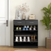 MOBILE SCARPIERA DA 12 PAIA CON 2 RIPIANI INTERNI REGOLABILI E 2 CASSETTI IN LEGNO 80X30X91.5 CM NERO