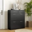 MOBILE SCARPIERA DA 12 PAIA CON 2 RIPIANI INTERNI REGOLABILI E 2 CASSETTI IN LEGNO 80X30X91.5 CM NERO