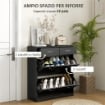MOBILE SCARPIERA DA 12 PAIA CON 2 RIPIANI INTERNI REGOLABILI E 2 CASSETTI IN LEGNO 80X30X91.5 CM NERO