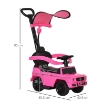 MACCHINA A SPINTA PER BAMBINI 12-36 MESI CON LICENZA MERCEDES, TETTUCCIO E MANIGLIA, 85.5X40.5X95 CM, ROSA