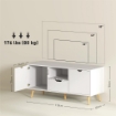 MOBILE PORTA TV MAX 50" CON CASSETTO, RIPIANO APERTO E ARMADIETTI, 110X40X50 CM, BIANCO E LEGNO