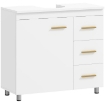 MOBILE SOTTOLAVABO CON INTAGLIO A U, ARMADIETTO E 3 CASSETTI, CHIUSURA AMMORTIZZATA, 70X30X65 CM, BIANCO