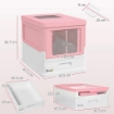 LETTIERA PER GATTI CHIUSA IN PP A 2 PORTE CON PALETTA E VASSOIO ESTRAIBILE 47.5X35.5X36.7 CM ROSA E BIANCO