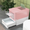 LETTIERA PER GATTI CHIUSA IN PP A 2 PORTE CON PALETTA E VASSOIO ESTRAIBILE 47.5X35.5X36.7 CM ROSA E BIANCO