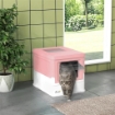 LETTIERA PER GATTI CHIUSA IN PP A 2 PORTE CON PALETTA E VASSOIO ESTRAIBILE 47.5X35.5X36.7 CM ROSA E BIANCO
