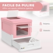 LETTIERA PER GATTI CHIUSA IN PP A 2 PORTE CON PALETTA E VASSOIO ESTRAIBILE 47.5X35.5X36.7 CM ROSA E BIANCO