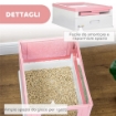 LETTIERA PER GATTI CHIUSA IN PP A 2 PORTE CON PALETTA E VASSOIO ESTRAIBILE 47.5X35.5X36.7 CM ROSA E BIANCO