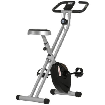 CYCLETTE PIEGHEVOLE MAGNETICA A 8 LIVELLI CON DISPLAY LCD, ROTELLE E SELLINO REGOLABILE, GRIGIO E NERO