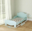 LETTINO PER BAMBINI CON TESTIERA E PEDIERA A ORSO E 2 SPONDE LATERALI, IN LEGNO, 143.5X80X55 CM, VERDE