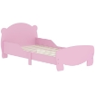 LETTINO PER BAMBINI CON TESTIERA E PEDIERA A ORSO E 2 SPONDE LATERALI, IN LEGNO, 143.5X80X55 CM, ROSA