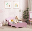 LETTINO PER BAMBINI CON TESTIERA E PEDIERA A ORSO E 2 SPONDE LATERALI, IN LEGNO, 143.5X80X55 CM, ROSA