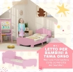 LETTINO PER BAMBINI CON TESTIERA E PEDIERA A ORSO E 2 SPONDE LATERALI, IN LEGNO, 143.5X80X55 CM, ROSA