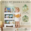 LIBRERIA PER BAMBINI CON 3 RIPIANI A FORMA DI ORSETTO CON BARRIERE FRONTALI, 55X15X110 CM, VERDE