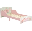 LETTO PER BAMBINI 3-6 ANNI CON BORDI RIALZATI, DOGHE E FANTASIA CON ANIMALI, 77 X 143 X 60 CM, ROSA