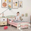 LETTO PER BAMBINI 3-6 ANNI CON BORDI RIALZATI, DOGHE E FANTASIA CON ANIMALI, 77 X 143 X 60 CM, ROSA