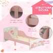 LETTO PER BAMBINI 3-6 ANNI CON BORDI RIALZATI, DOGHE E FANTASIA CON ANIMALI, 77 X 143 X 60 CM, ROSA