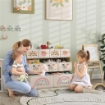 MOBILE PORTAGIOCHI PER BAMBINI A 3 LIVELLI CON 9 CONTENITORI IN TESSUTO, 93X30X70 CM, GIALLO
