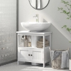 MOBILE SOTTOLAVABO CON RIPIANO E ARMADIETTO, INTAGLIO E U E 2 ANTE, 60X30X60 CM, BIANCO