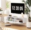 MOBILE TV SOSPESO PER TELEVISORI DA 45"-55"-65" CON 2 ARMADIETTI E ANTE A RIBALTA, 140X33X29.8 CM, BIANCO