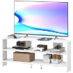 MOBILE TV AD ANGOLO PER 47" MAX CON 2 RIPIANI APERTI, IN LEGNO, 110X36X45 CM, BIANCO