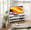 MOBILE TV AD ANGOLO PER 47" MAX CON 2 RIPIANI APERTI, IN LEGNO, 110X36X45 CM, BIANCO