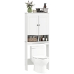 MOBILE SOPRA WC CON 3 MENSOLE CHIUSE E RIPIANO APERTO, IN LEGNO, 65X22X161 CM, BIANCO