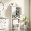 MOBILE SOPRA WC CON 3 MENSOLE CHIUSE E RIPIANO APERTO, IN LEGNO, 65X22X161 CM, BIANCO
