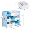 MOBILETTO PORTAGIOCHI CON 9 CESTINI RIMOVIBILI IN MDF E TESSUTO, 63X30X60CM, AZZURRO