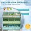 MOBILETTO PORTAGIOCHI CON 9 CESTINI RIMOVIBILI IN MDF E TESSUTO, 63X30X60CM, AZZURRO