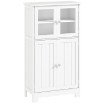 MOBILETTO BAGNO CON DUE ARMADIETTI, ANTE IN VETRO E RIPIANO REGOLABILE, 60X30X108.5 CM, BIANCO