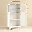 MOBILETTO BAGNO CON DUE ARMADIETTI, ANTE IN VETRO E RIPIANO REGOLABILE, 60X30X108.5 CM, BIANCO