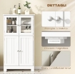 MOBILETTO BAGNO CON DUE ARMADIETTI, ANTE IN VETRO E RIPIANO REGOLABILE, 60X30X108.5 CM, BIANCO