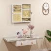 MOBILETTO PORTAGIOIE A SPECCHIO CON DESIGN A MURO E 2 CHIAVI DI SICUREZZA, IN LEGNO, 36.5X9.5X67 CM, BIANCO