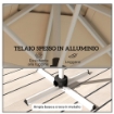 OMBRELLONE A BRACCIO INCLINABILE CON BASE A CROCE IN POLIESTERE ALLUMINIO E METALLO 295X295X260 CM CACHI