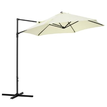 OMBRELLONE DA GIARDINO A SBALZO 2.6X2.5 M CON ROTAZIONE A 360° E MANOVELLA BEIGE