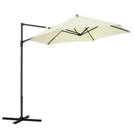 OMBRELLONE DA GIARDINO A SBALZO 2.6X2.5 M CON ROTAZIONE A 360° E MANOVELLA BEIGE