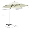 OMBRELLONE DA GIARDINO A SBALZO 2.6X2.5 M CON ROTAZIONE A 360° E MANOVELLA BEIGE