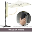 OMBRELLONE DA GIARDINO A SBALZO 2.6X2.5 M CON ROTAZIONE A 360° E MANOVELLA BEIGE