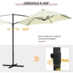 OMBRELLONE DA GIARDINO A SBALZO 2.6X2.5 M CON ROTAZIONE A 360° E MANOVELLA BEIGE