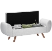 PANCA CONTENITORE FONDO LETTO CON BRACCIOLI IN TESSUTO GAMBE IN LEGNO E VANO DA 53.8L 132X42X50 CM GRIGIO