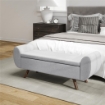 PANCA CONTENITORE FONDO LETTO CON BRACCIOLI IN TESSUTO GAMBE IN LEGNO E VANO DA 53.8L 132X42X50 CM GRIGIO