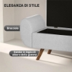 PANCA CONTENITORE FONDO LETTO CON BRACCIOLI IN TESSUTO GAMBE IN LEGNO E VANO DA 53.8L 132X42X50 CM GRIGIO