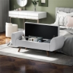 PANCA CONTENITORE FONDO LETTO CON BRACCIOLI IN TESSUTO GAMBE IN LEGNO E VANO DA 53.8L 132X42X50 CM GRIGIO